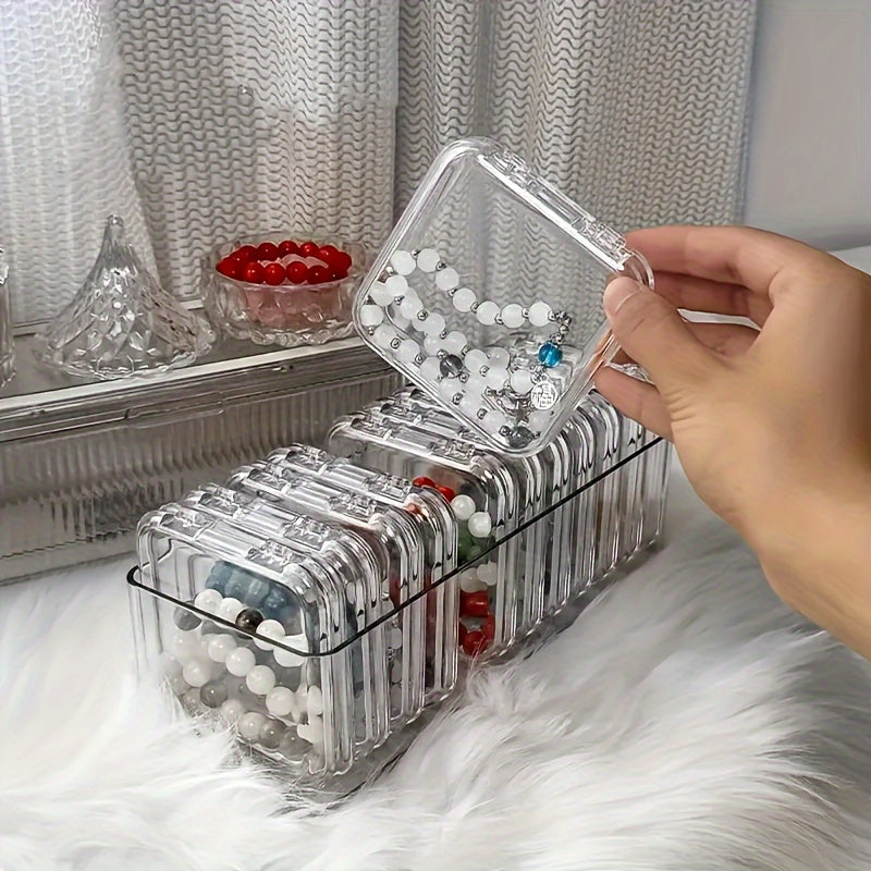 13-Piece Clear Plastic Jewelry and Personal Care Product Organizer Set – Fragrance-Free, Stackable Containers for Bracelets, Necklaces, and Dresser Accessories