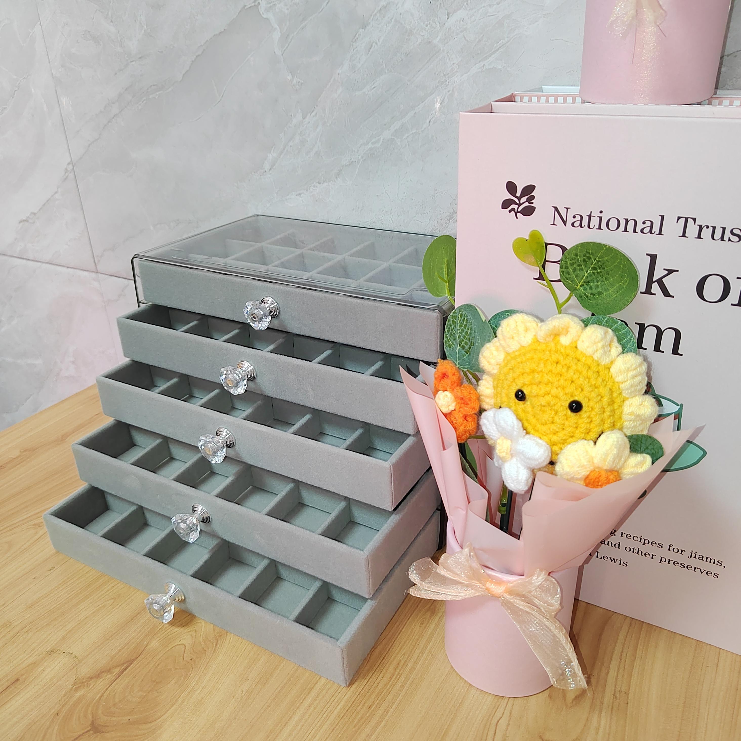 1 Multi-Function Transparent Desktop Large-Capacity Drawer Jewelry Box, Bracelet Bracelet Earring Ring Storage Box, Multi-Layer Partition Watch Storage Box, Ring Box, Earring Storage Box, Necklace Storage Rack, Earring Storage Box, Jewelry Storage Bo