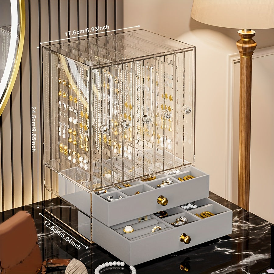 1 Multifunctional Transparent Desktop Large-Capacity Drawer-Type Jewelry Box, Bracelet Storage Box, Multi-Layer Compartment Watch Storage Box, Ring Box, Earring Storage Box, Necklace Storage Rack, Earring Storage Box, Jewelry Storage Box, Stackable