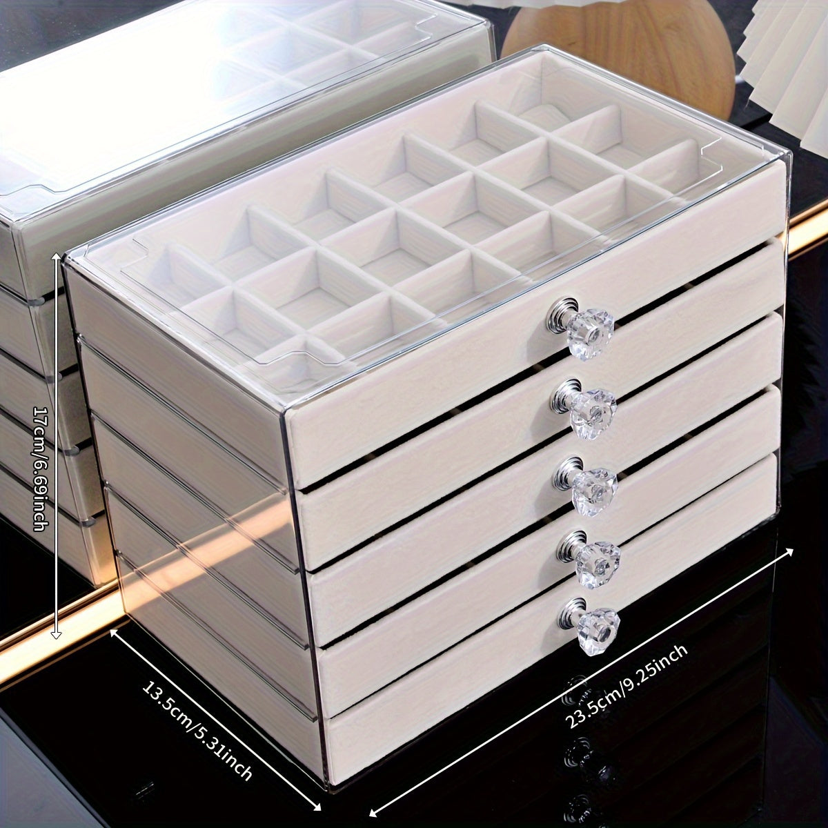 1 Multi-Function Transparent Desktop Large-Capacity Drawer Jewelry Box, Bracelet Bracelet Earring Ring Storage Box, Multi-Layer Partition Watch Storage Box, Ring Box, Earring Storage Box, Necklace Storage Rack, Earring Storage Box, Jewelry Storage Bo