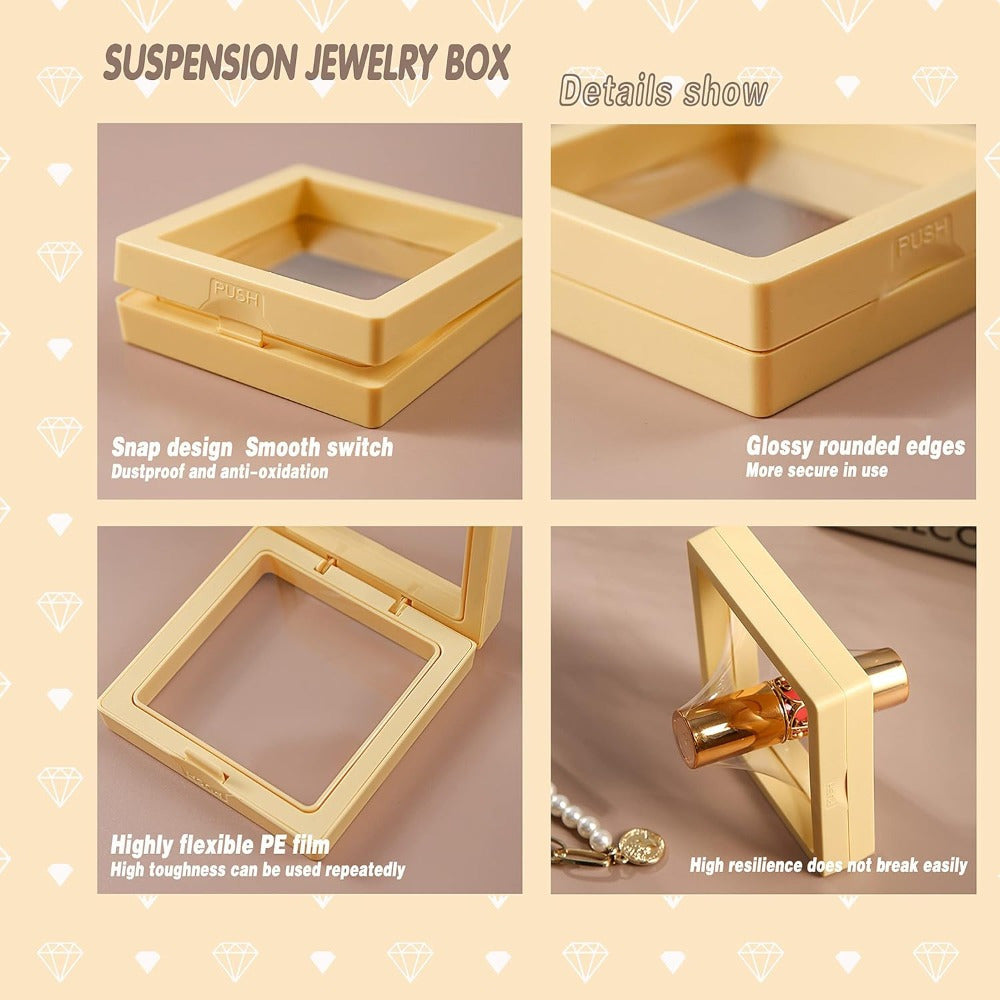 24pcs 3D Floating Frame Display Stand, Jewelry Box, Ornament Storage Box, Small Travel Jewelry Box, PE Film Anti-Oxidation, Hanging Display Box Stackable(12 Colors) - Jewelry Boxes for Earrings, Rings, and Small Accessories, Jewelry Display, Jewelry