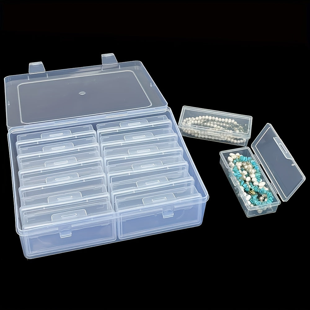 Clear Plastic Jewelry Storage Box with Snap Closure - Multipurpose Desktop Storage Box for Bracelets, Brooches - Set of 1 with 12 And 14 Compartments for Efficient Organization And Display, Jewelry Box, Jewelry Boxes