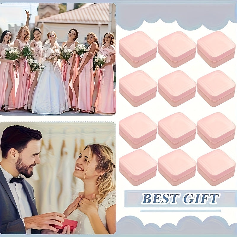 12pcs Faux Leather Jewelry Storage Box, Portable Earring Organizer, Perfect for Travel and Daily Use, Includes Ideal Bridesmaids Gift Set, Suitable for Valentine'S Day and New Year, Jewelry Boxes