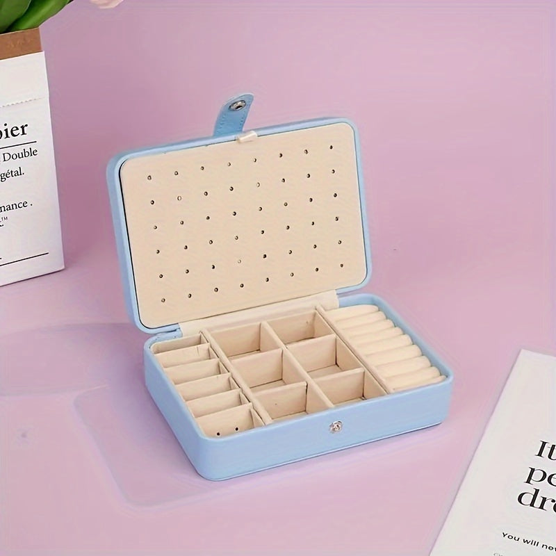 1pc Luxury Travel Jewelry Box - Pink Faux Leather Portable Organizer with Multiple Compartments for Earrings, Rings, Necklaces & Accessories - Stylish Aesthetic Decor for Bedroom, Bathroom, Kitchen & Home, Jewelry Box Organizer, Jewelry Display Case,