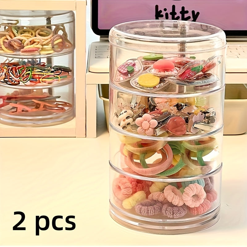 1 Awaoko rotating five-layer jewelry & hair accessories storage box-transparent plastic dust-proof cover, oval table earrings, hair clips, rubber bands and ladies daily jewelry storage box, transparent durable plastic jewelry storage box, Jewelry Boxes