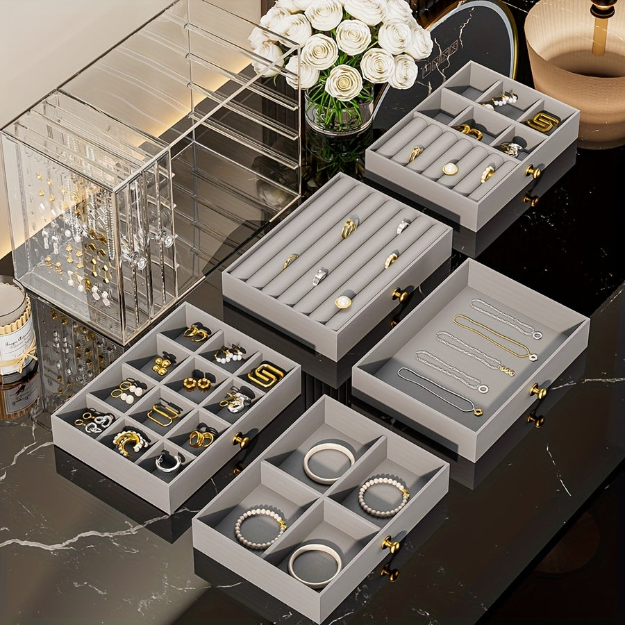 1 Multifunctional Transparent Desktop Large-Capacity Drawer-Type Jewelry Box, Bracelet Storage Box, Multi-Layer Compartment Watch Storage Box, Ring Box, Earring Storage Box, Necklace Storage Rack, Earring Storage Box, Jewelry Storage Box, Stackable