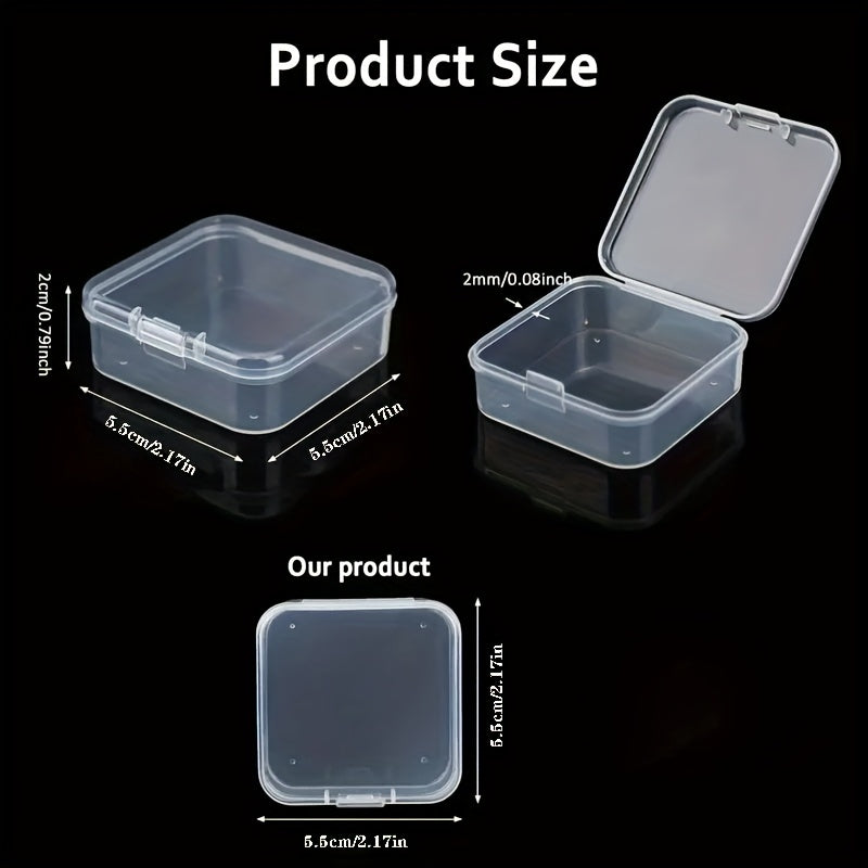 100pcs Clear Plastic Storage Boxes with Snap-Lock Lids - Clear Stackable Organizer Containers, Compact 2.17-Inch Mini Boxes for Jewelry, Beads, Crafts, Office, Travel - Durable Transparent Storage Boxes, Storage Bins, Jewelry Boxes