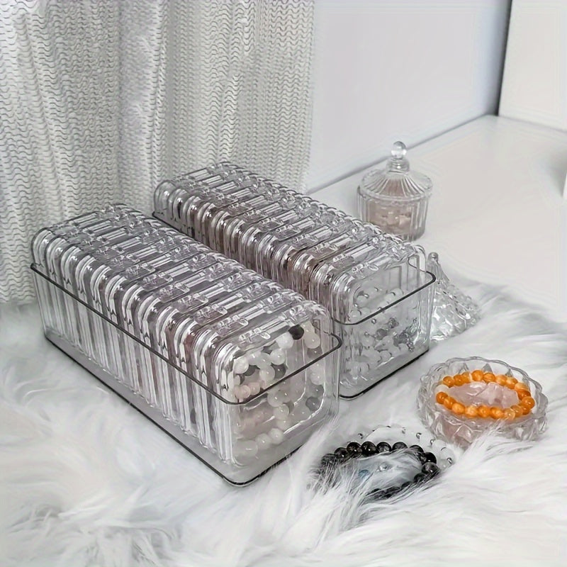 13-Piece Clear Plastic Jewelry and Personal Care Product Organizer Set – Fragrance-Free, Stackable Containers for Bracelets, Necklaces, and Dresser Accessories