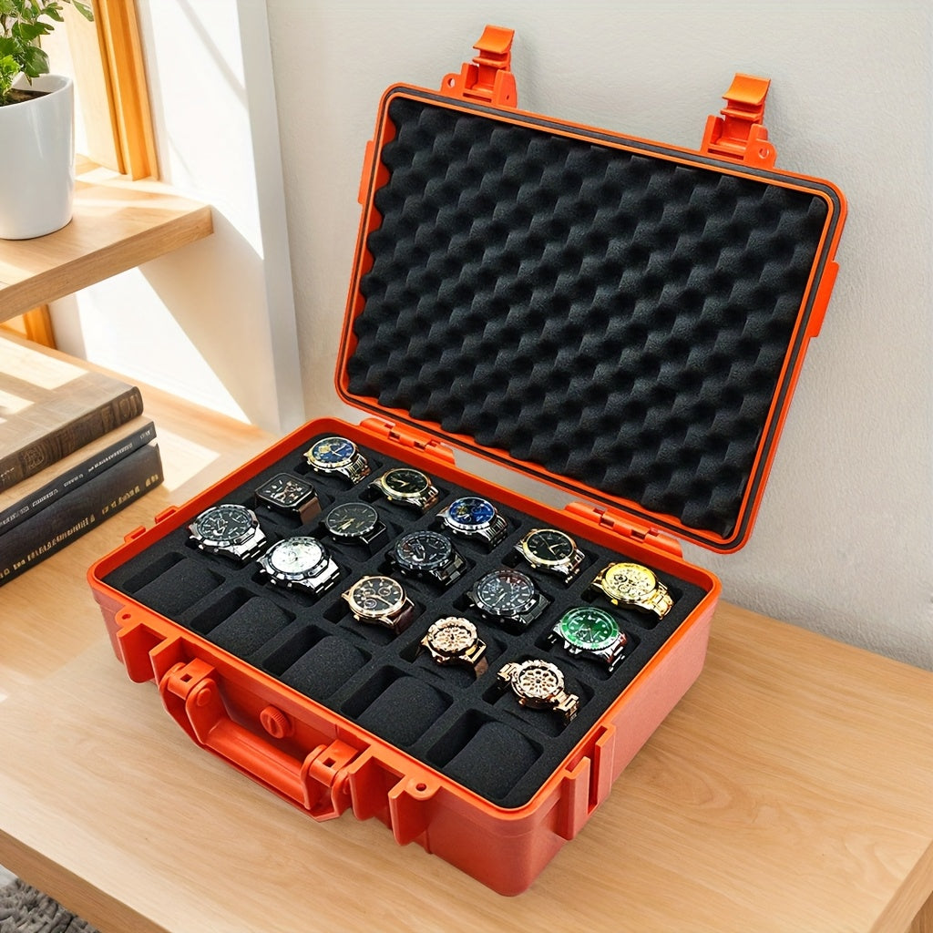 1pc Premium Watch Jewelry Storage Box, Protective Case, Portable ABS/PP Material Watch And Jewelry Storage Box, Suitcase, Pressure-Resistant And Drop-Proof, Waterproof And Dustproof. Large Capacity with Designs for Up to 12/20/30 Slots. Available in Blue,