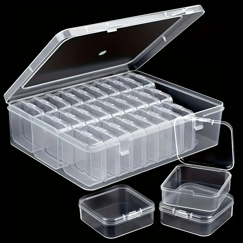 Large capacity jewelry box with 30 compartments, transparent plastic storage box equipped with small storage containers, very suitable for organizing pearls, jewelry and small objects, Jewelry Boxes