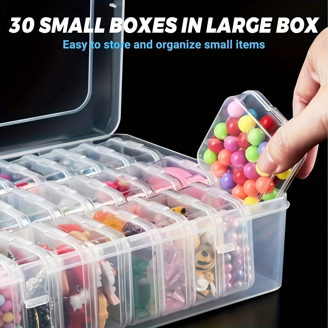 30pcs Transparent Plastic Storage Boxes for Beads, Jewelry & Crafts - Durable Organizer with Snap Closure - Perfect Gift for Crafters & Jewelry Enthusiasts, Jewelry Organizer Storage, Jewelry Boxes