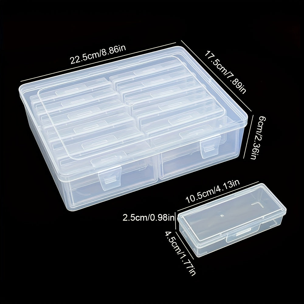 Clear Plastic Jewelry Storage Box with Snap Closure - Multipurpose Desktop Storage Box for Bracelets, Brooches - Set of 1 with 12 And 14 Compartments for Efficient Organization And Display, Jewelry Box, Jewelry Boxes