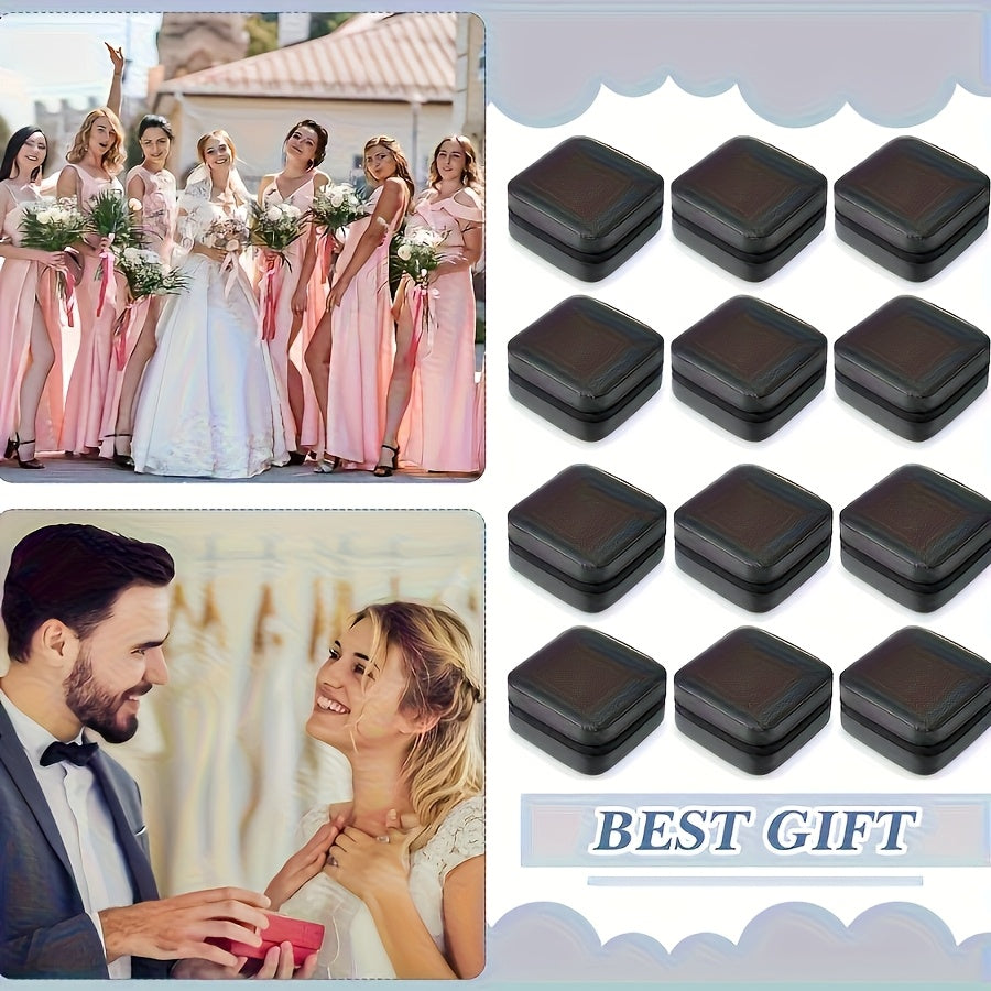 12pcs Faux Leather Jewelry Storage Box, Portable Earring Organizer, Perfect for Travel and Daily Use, Includes Ideal Bridesmaids Gift Set, Suitable for Valentine'S Day and New Year, Jewelry Boxes