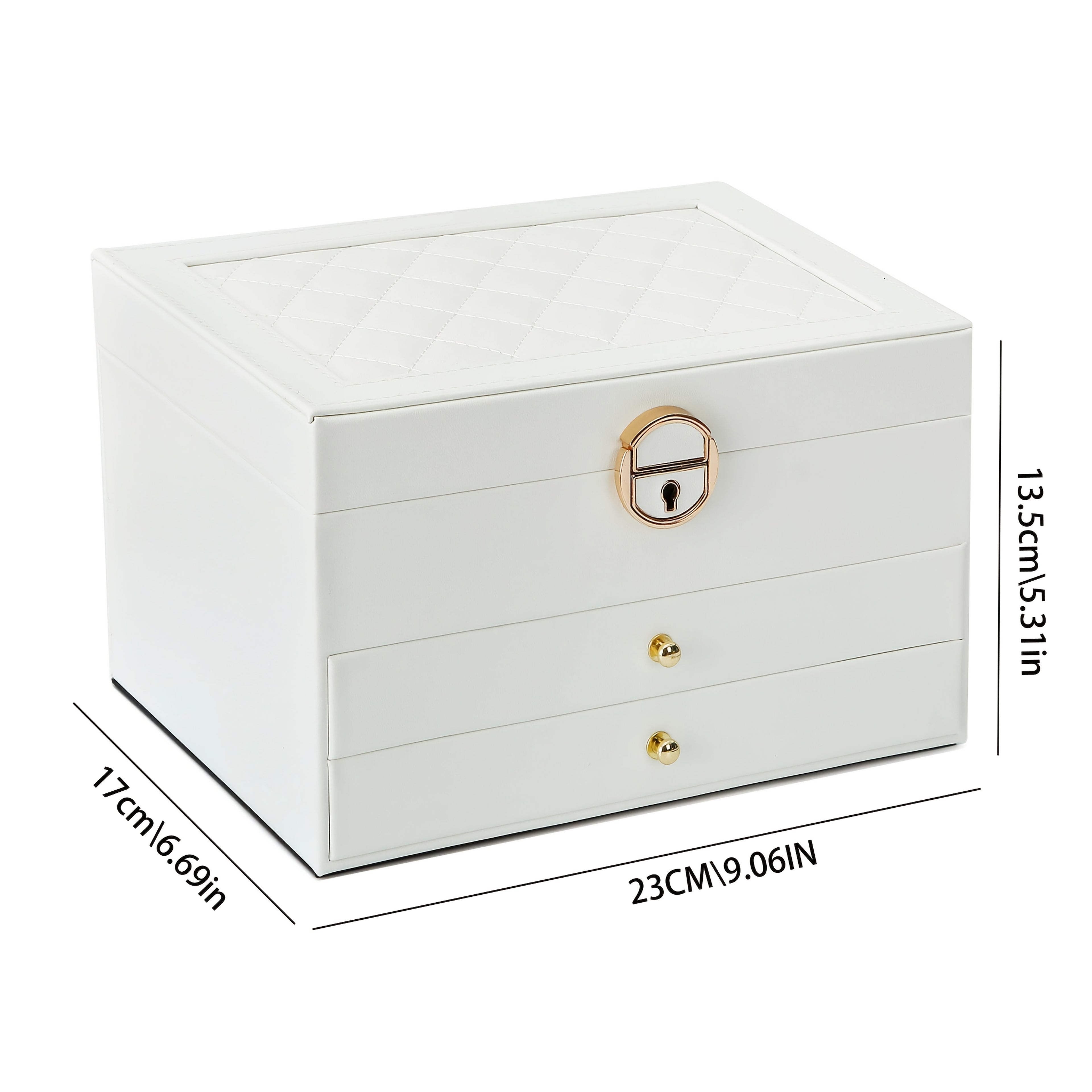 Elegant French-Style Jewelry Box with Key Lock - Large Capacity, Three-Tier Organizer for Necklaces, Earrings, Rings, And Bracelets - Classic Design with Drawers, Ideal for Spring, Summer, Fall, And Winter, Jewelry Storage|Classic Jewelry Box|