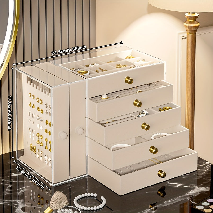 1 Multifunctional Transparent Desktop Large-Capacity Drawer-Type Jewelry Box, Bracelet Storage Box, Multi-Layer Compartment Watch Storage Box, Ring Box, Earring Storage Box, Necklace Storage Rack, Earring Storage Box, Jewelry Storage Box, Stackable