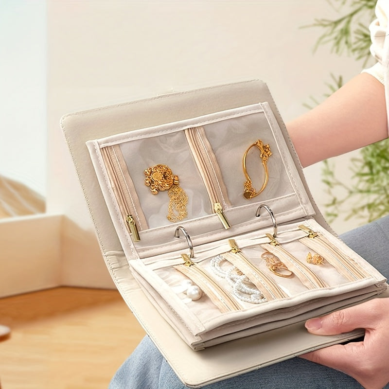 Five-piece jewelry storage bag, removable fluff bag snapshot button bag for storage of necklace earrings and rings, Jewelry Boxes