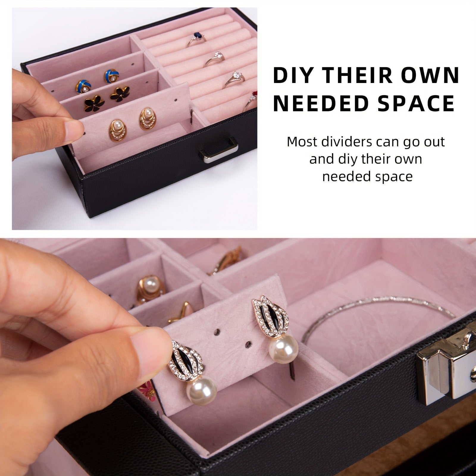 FEIYAN 6 Tier Jewelry Box, Jewelry Case With 5 Drawers, Large Storage Capacity, With Mirror, Lockable, Jewelry Storage Organizer, Gift For Loved Ones