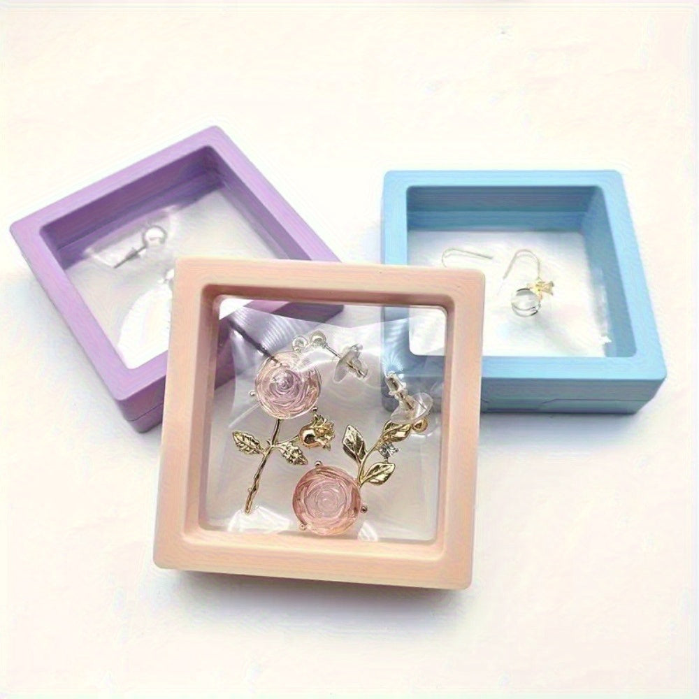 24pcs 3D Floating Frame Display Stand, Jewelry Box, Ornament Storage Box, Small Travel Jewelry Box, PE Film Anti-Oxidation, Hanging Display Box Stackable(12 Colors) - Jewelry Boxes for Earrings, Rings, and Small Accessories, Jewelry Display, Jewelry