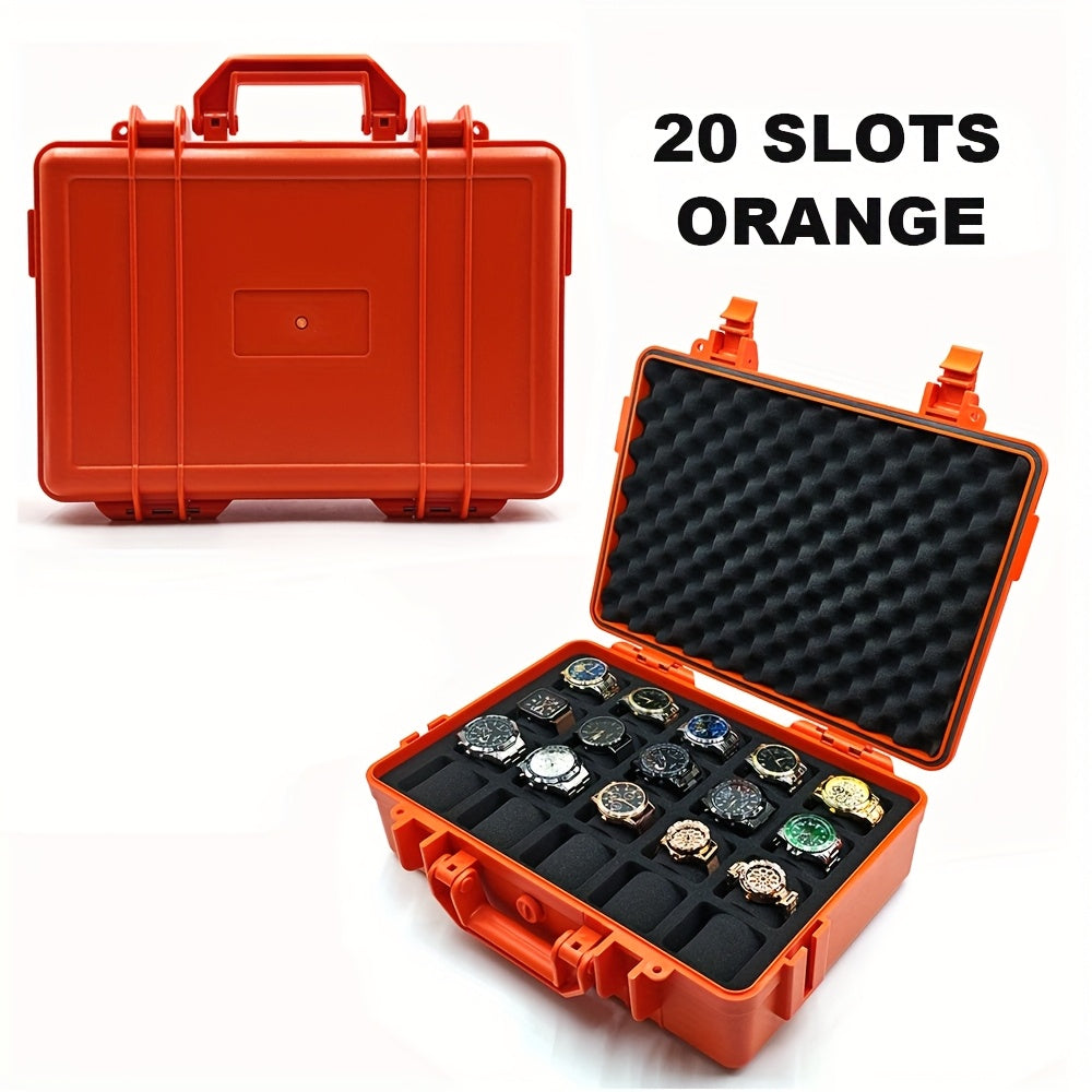1pc Premium Watch Jewelry Storage Box, Protective Case, Portable ABS/PP Material Watch And Jewelry Storage Box, Suitcase, Pressure-Resistant And Drop-Proof, Waterproof And Dustproof. Large Capacity with Designs for Up to 12/20/30 Slots. Available in Blue,
