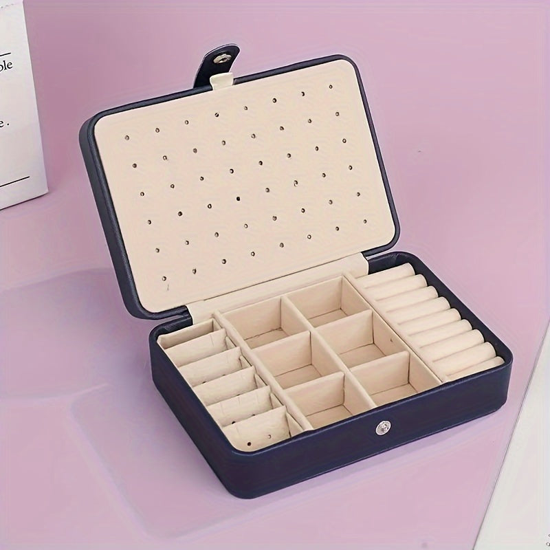 1pc Luxury Travel Jewelry Box - Pink Faux Leather Portable Organizer with Multiple Compartments for Earrings, Rings, Necklaces & Accessories - Stylish Aesthetic Decor for Bedroom, Bathroom, Kitchen & Home, Jewelry Box Organizer, Jewelry Display Case,