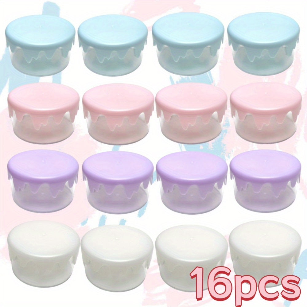 16pcs set of simulated wave-edge circular storage boxes - Pastel multi-functional jewelry, hair ties, rubber band organizer, durable plastic handicraft accessories and home decoration items, jewelry storage box 6colors