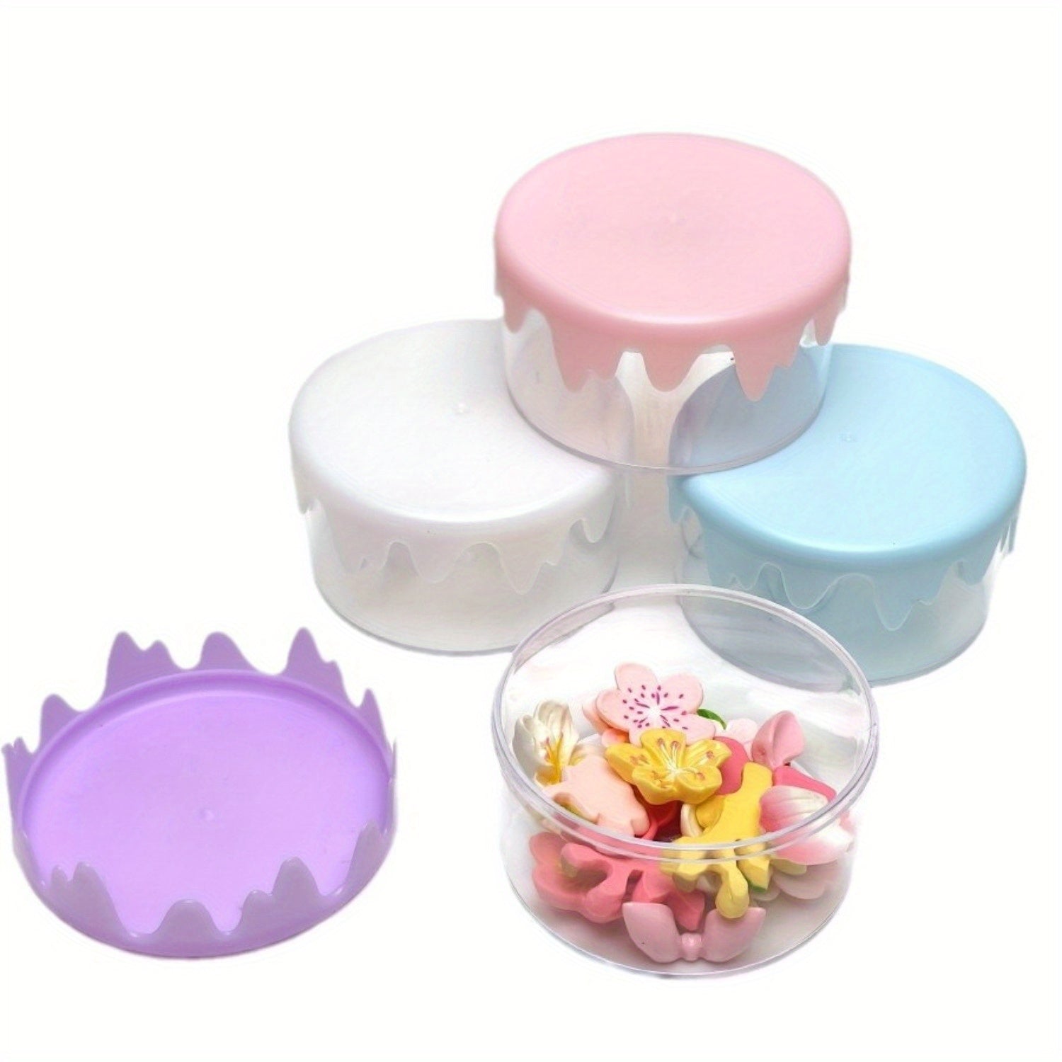 16pcs Imitation Wavy Edge Circular Storage Box - Light Color Multifunctional Jewelry & Headband Organizer, Durable Handmade Accessories Storage Box with Fabric Lining, 4 Color Options for Home Decor, Jewelry Organizer Storage, Decorative Accessory Case,