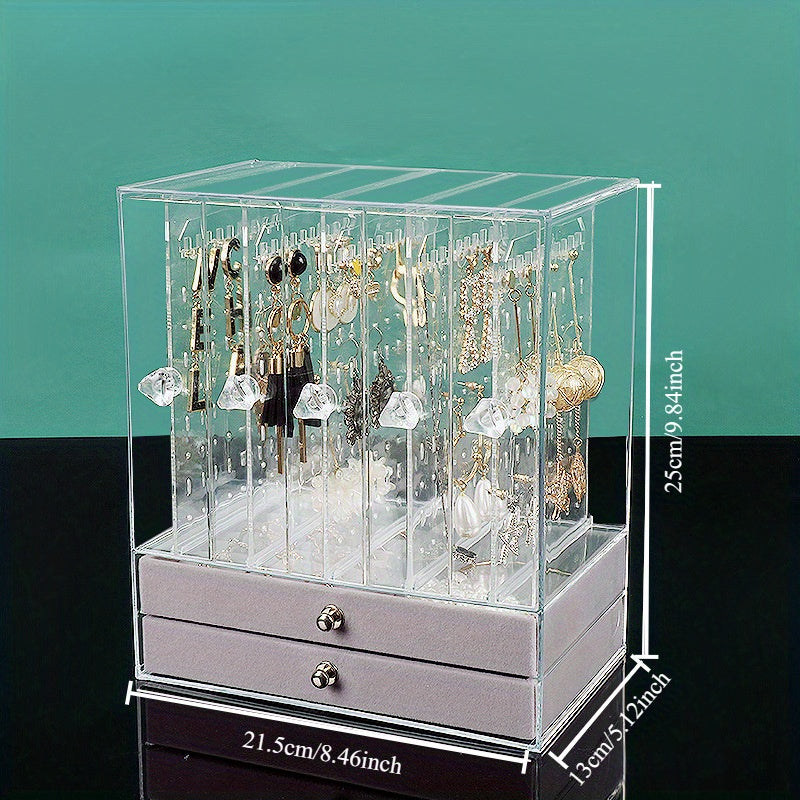 1pc Classic Style Stackable Jewelry Organizer Box with Drawers, Multi-Layer Plastic Storage Case for Bracelets, Watches, Rings, Earrings, Necklaces, Transparent Desktop Accessory Holder, Jewelry Bo, Jewelry Boxes