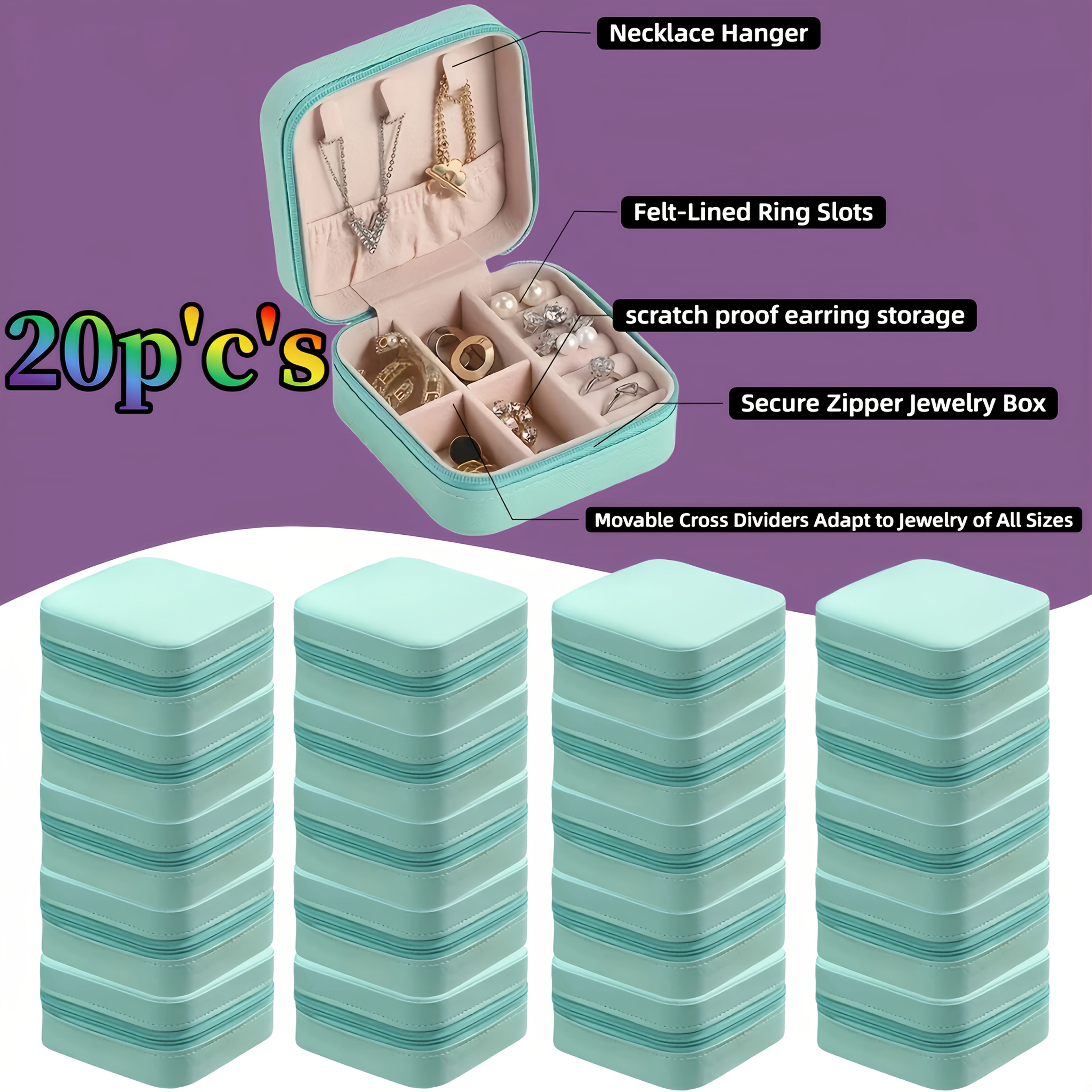 20/10/8pcs Travel Jewelry Case Bridesmaid Gifts Box, for Jewelry Storage, PU Leather Portable Earring Storage Box for Women Bridesmaid Proposal Gifts, Perfect Gift for Valentine's Day, Mother's Day, Christmas, and Graduation Season, Best for Christmas,