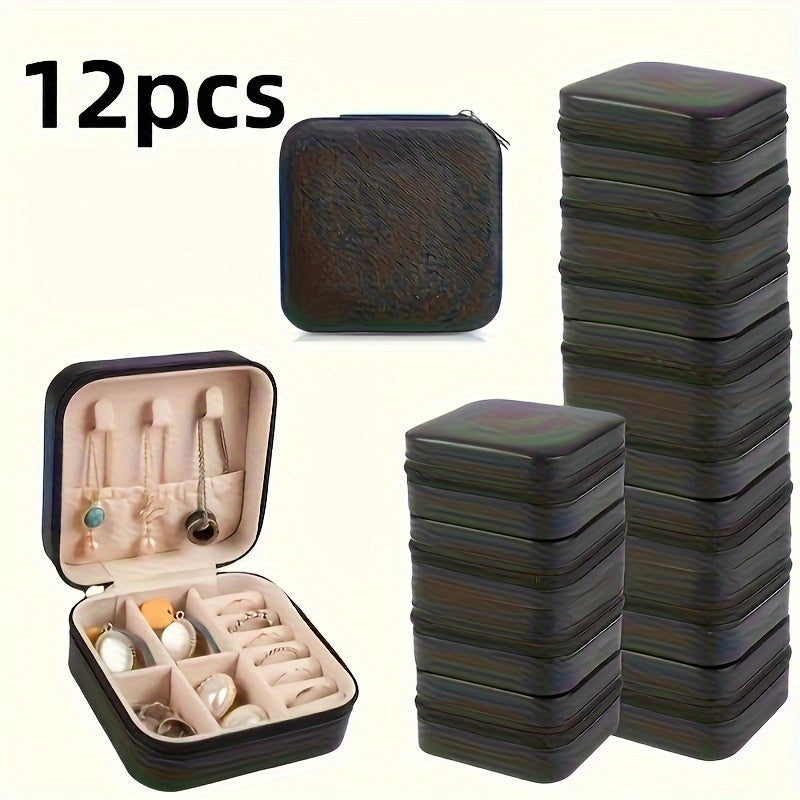 12pcs Faux Leather Jewelry Storage Box, Portable Earring Organizer, Perfect for Travel and Daily Use, Includes Ideal Bridesmaids Gift Set, Suitable for Valentine'S Day and New Year, Jewelry Boxes