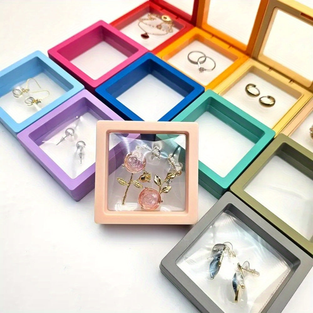 24pcs 3D Floating Frame Display Stand, Jewelry Box, Ornament Storage Box, Small Travel Jewelry Box, PE Film Anti-Oxidation, Hanging Display Box Stackable(12 Colors) - Jewelry Boxes for Earrings, Rings, and Small Accessories, Jewelry Display, Jewelry