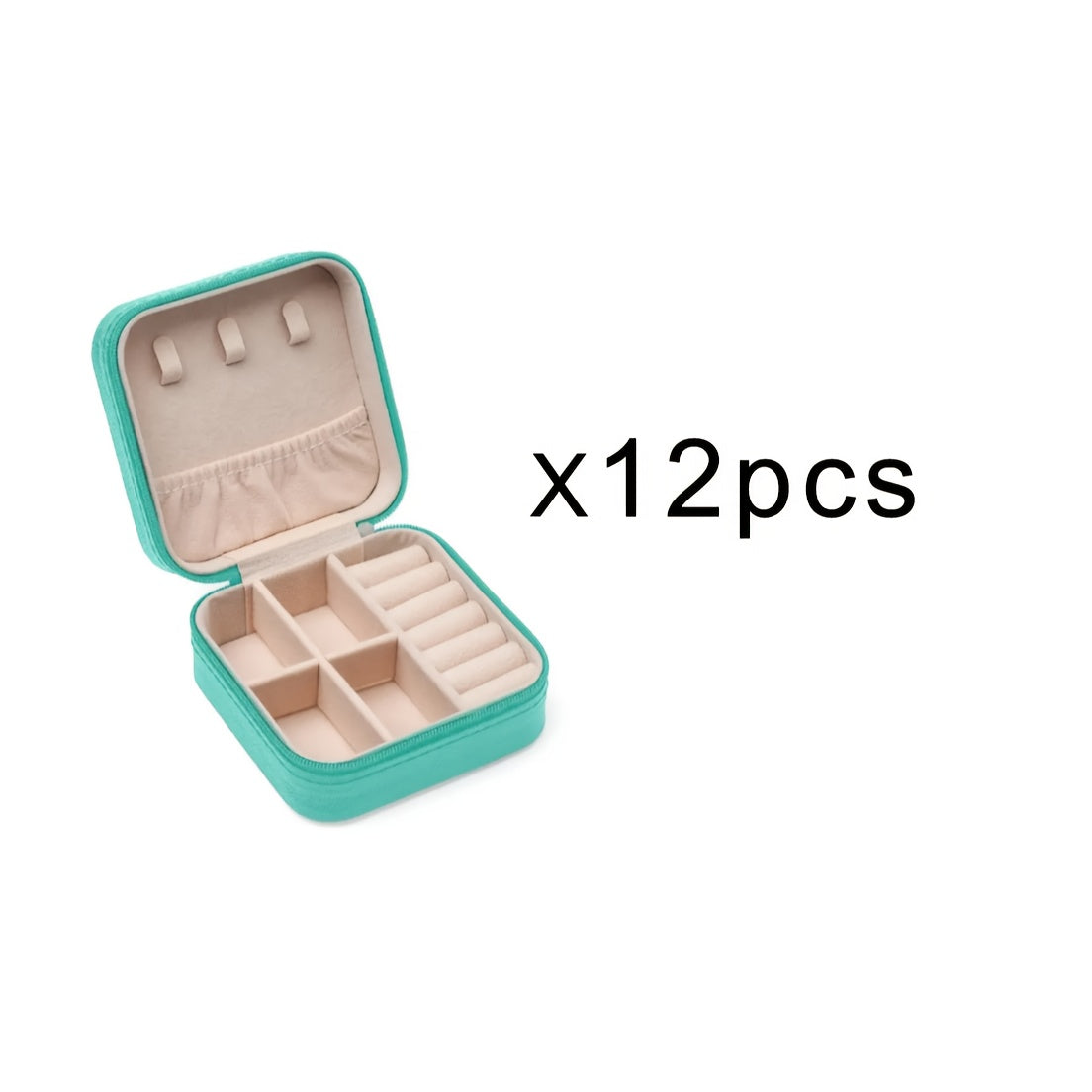 12pcs/9pcs/6pcs Vintage Rectangle Imitation Leather Small Jewelry Storage Box, Portable, with Zipper Closure, Fabric Inside, for Travel, Daily Use, Bridesmaid Proposal, Valentine'S Day, New Year, Jewelry Boxes