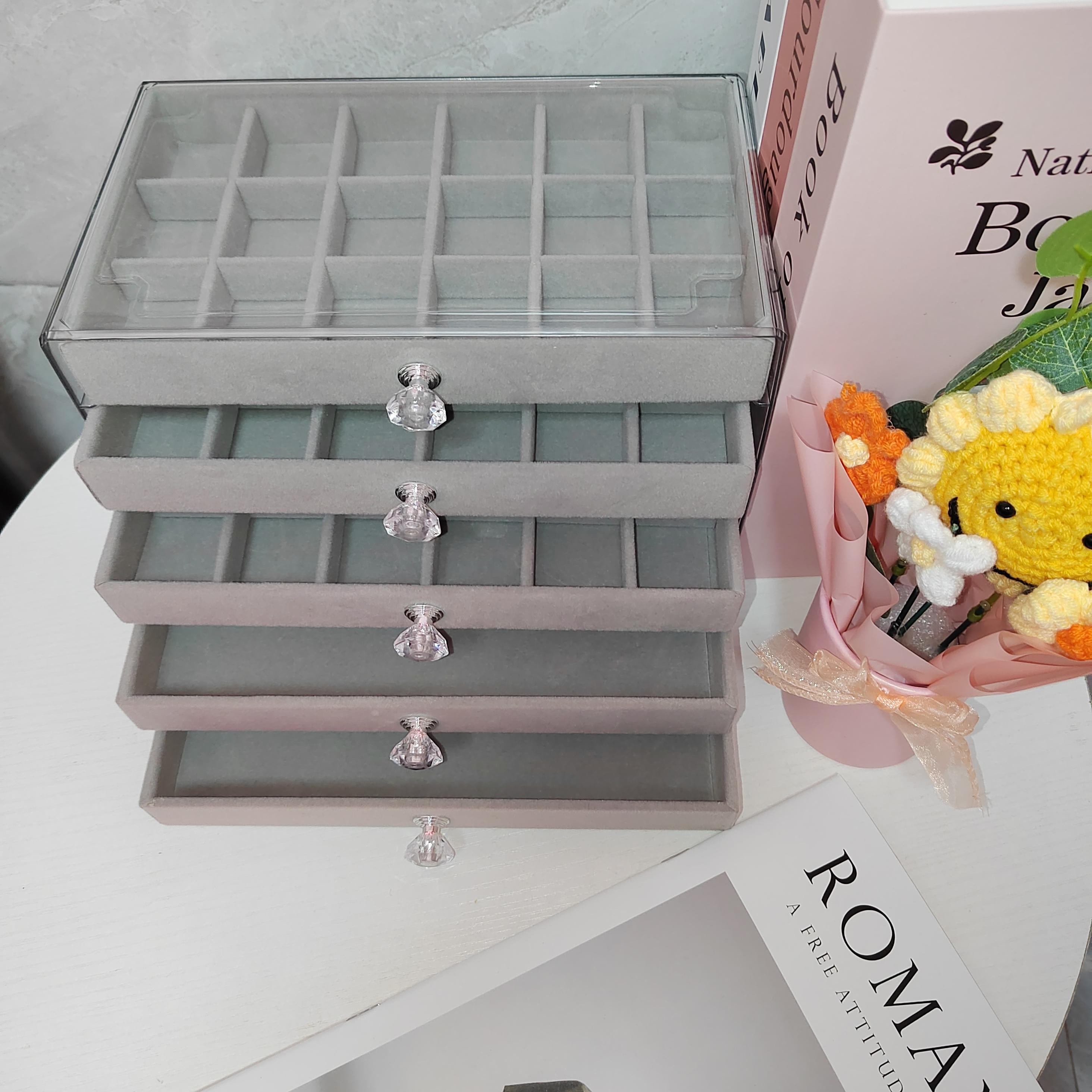 1 Multi-Function Transparent Desktop Large-Capacity Drawer Jewelry Box, Bracelet Bracelet Earring Ring Storage Box, Multi-Layer Partition Watch Storage Box, Ring Box, Earring Storage Box, Necklace Storage Rack, Earring Storage Box, Jewelry Storage Bo