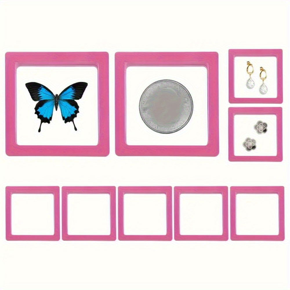 24pcs 3D Floating Frame Display Stand, Jewelry Box, Ornament Storage Box, Small Travel Jewelry Box, PE Film Anti-Oxidation, Hanging Display Box Stackable(12 Colors) - Jewelry Boxes for Earrings, Rings, and Small Accessories, Jewelry Display, Jewelry