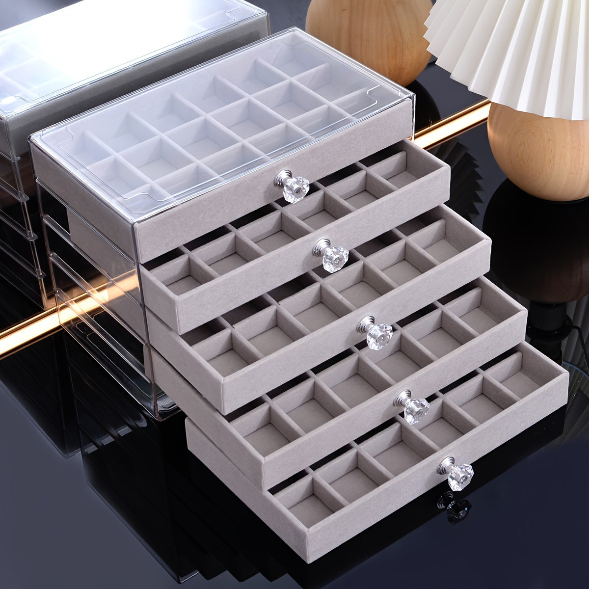 1 Multi-Function Transparent Desktop Large-Capacity Drawer Jewelry Box, Bracelet Bracelet Earring Ring Storage Box, Multi-Layer Partition Watch Storage Box, Ring Box, Earring Storage Box, Necklace Storage Rack, Earring Storage Box, Jewelry Storage Bo