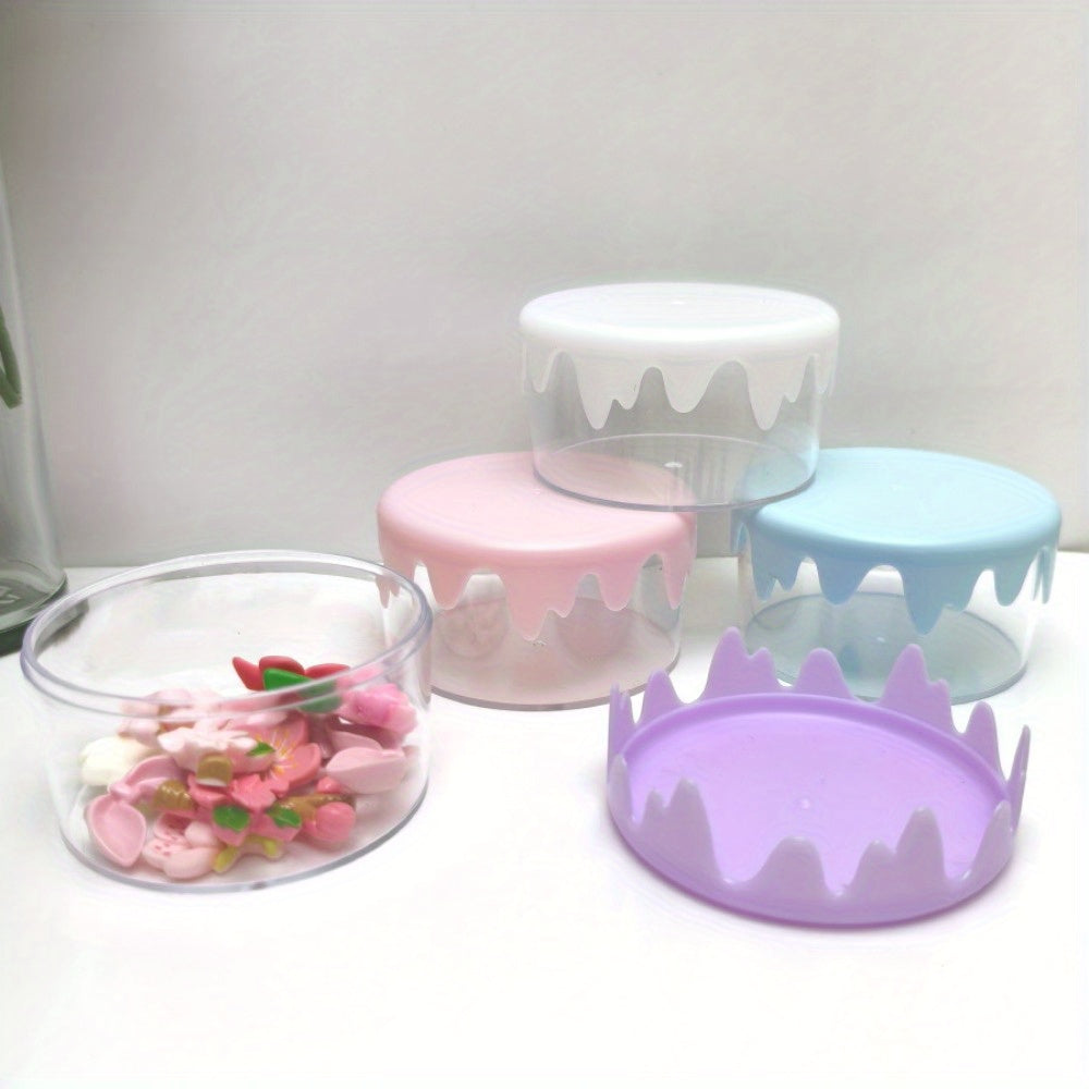 16pcs set of simulated wave-edge circular storage boxes - Pastel multi-functional jewelry, hair ties, rubber band organizer, durable plastic handicraft accessories and home decoration items, jewelry storage box 6colors