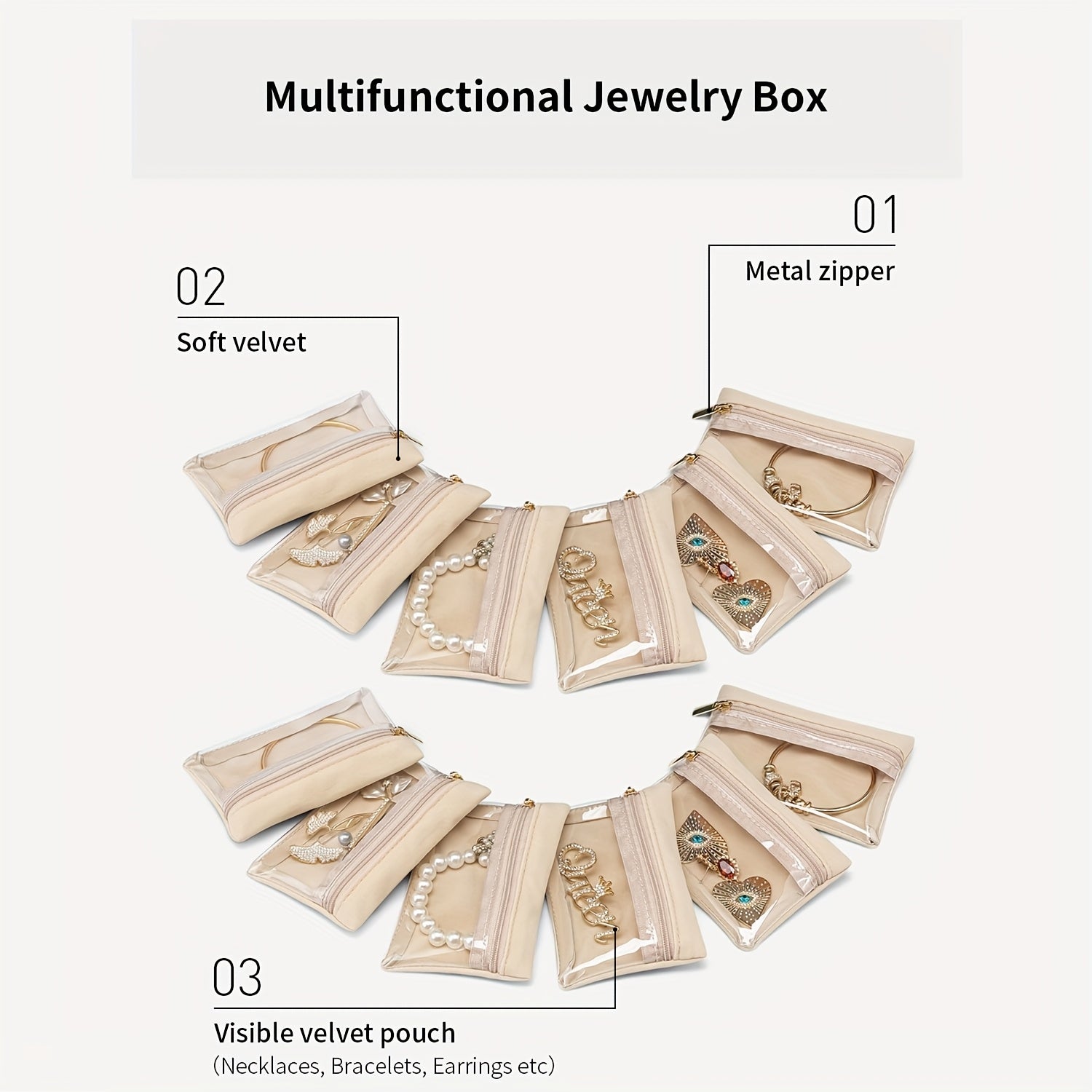 Travel Jewelry Bags - 12pcs Storage Pouches Organizer Case for Women