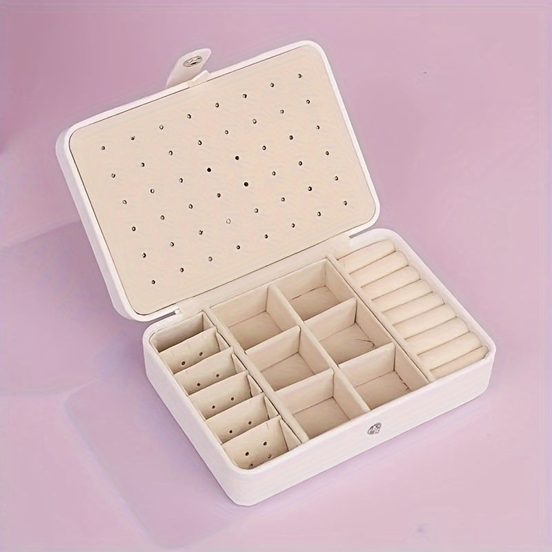 1pc Luxury Travel Jewelry Box - Pink Faux Leather Portable Organizer with Multiple Compartments for Earrings, Rings, Necklaces & Accessories - Stylish Aesthetic Decor for Bedroom, Bathroom, Kitchen & Home, Jewelry Box Organizer, Jewelry Display Case,