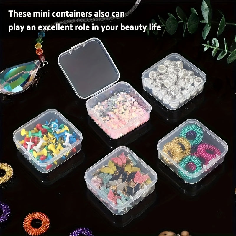 100pcs Clear Plastic Storage Boxes with Snap-Lock Lids - Clear Stackable Organizer Containers, Compact 2.17-Inch Mini Boxes for Jewelry, Beads, Crafts, Office, Travel - Durable Transparent Storage Boxes, Storage Bins, Jewelry Boxes