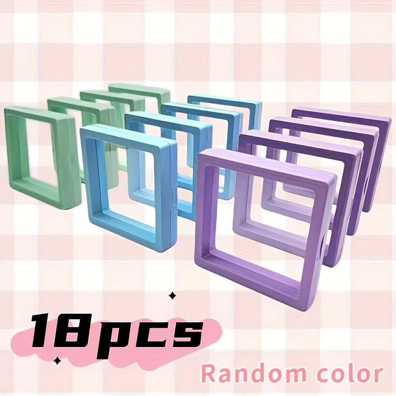 18pcs 3D Floating Frame Display Stand, Jewelry Box, Gift Box, Ornament Organizer, Small Travel Jewelry Box, PE Film Anti-Oxidation, Suspended Display Box Stackabl