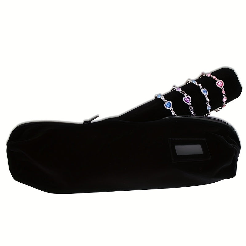 Portable Luxury Velvet Jewelry & Watch Roll Organizer Travel Bag - Black Hanging Design with Multiple Compartments, Soft Fabric Lining for Bracelets, Necklaces, Earrings & Accessories - Elegant Gift for Travelers, Travel Jewelry Case