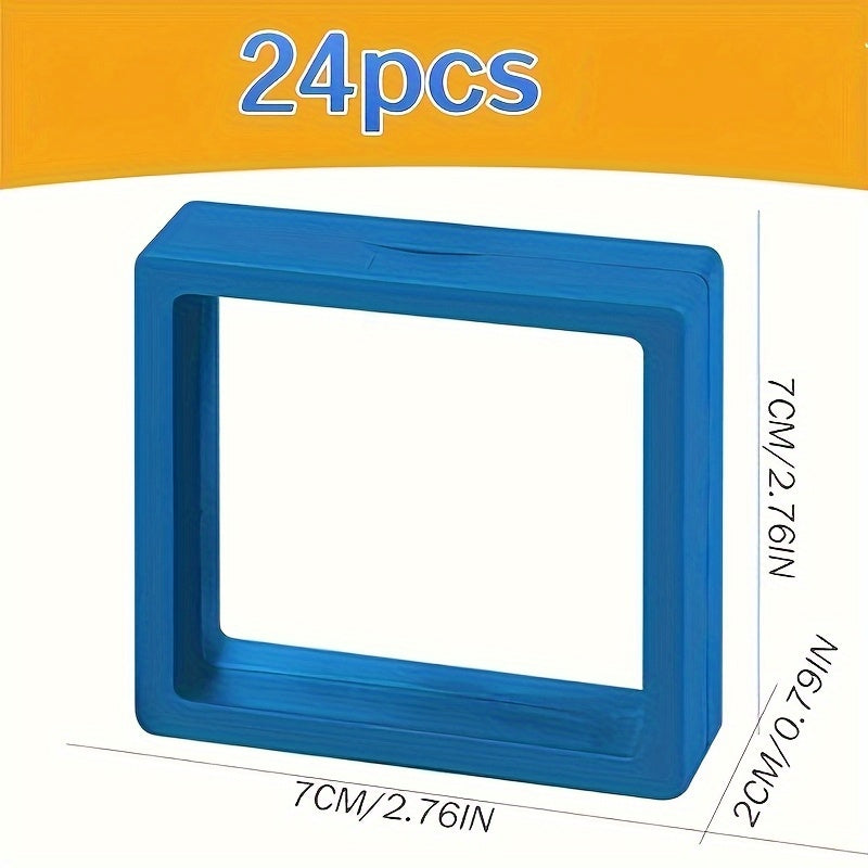 24pcs 3D Floating Frame Display Stand, Jewelry Box, Ornament Storage Box, Small Travel Jewelry Box, PE Film Anti-Oxidation, Hanging Display Box Stackable(12 Colors) - Jewelry Boxes for Earrings, Rings, and Small Accessories, Jewelry Display, Jewelry