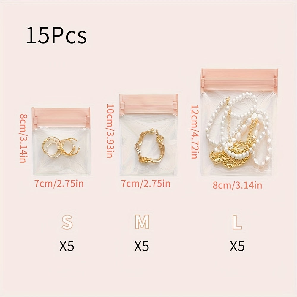[Pink EVA Jewelry Storage Bags] 15/30pcs Pink EVA Anti-Oxidation Jewelry Storage Bags for Earrings, Rings, Necklaces, Bracelets Organization, 1pc jewelry storage box