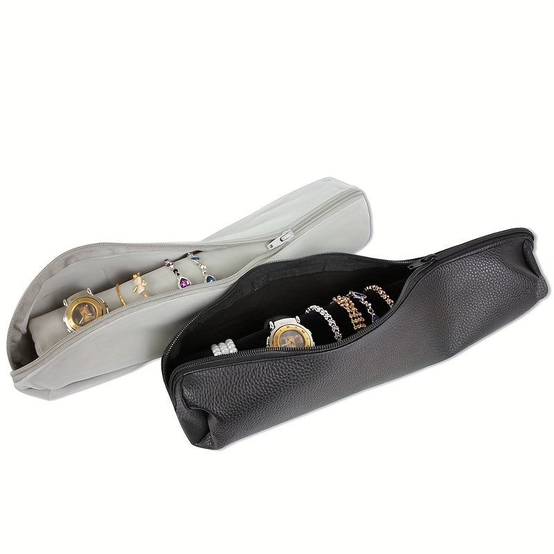 Portable Luxury Velvet Jewelry & Watch Roll Organizer Travel Bag - Black Hanging Design with Multiple Compartments, Soft Fabric Lining for Bracelets, Necklaces, Earrings & Accessories - Elegant Gift for Travelers, Travel Jewelry Case