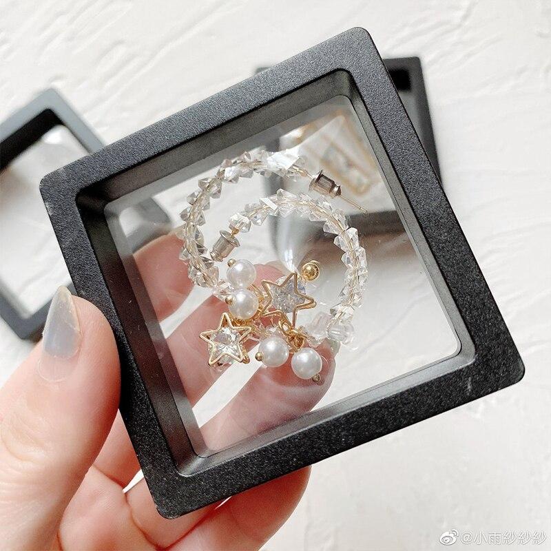 [Plastic Display Box] 30pcs Plastic 3D Floating Display Box | Transparent, Dust-Proof, with Elastic Film | for Jewelry Storage and Gift Packaging, for Necklaces, Bracelets, Rings, Coins, Earrings, Pins, Retail and Personal Use