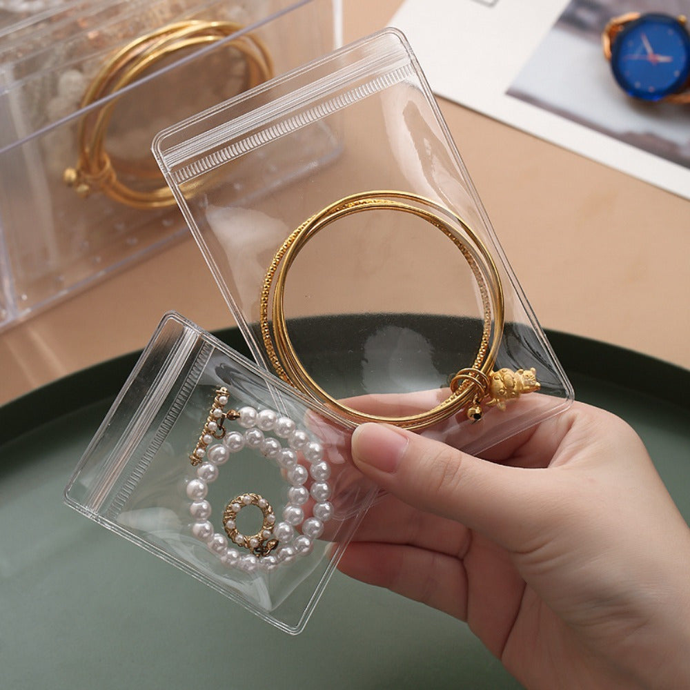 Briartw 3-in-1 Acrylic Jewelry Organizer with 60 Portable Bags - Plastic Storage Box for Earrings, Rings, Necklaces, Bracelets - Travel-Friendly Jewelry Organizer with Dividers