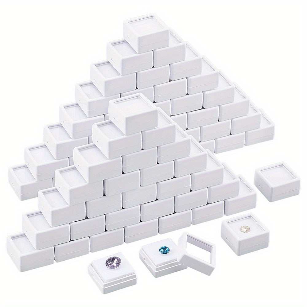 [White Storage Boxes] 70pcs White Plastic Square Storage Boxes Set, 2.95x2.95x1.6cm | Ideal for Jewelry, Beads, Crafts, and Organizing - Perfect for Christmas, Thanksgiving, New Year's Gifts