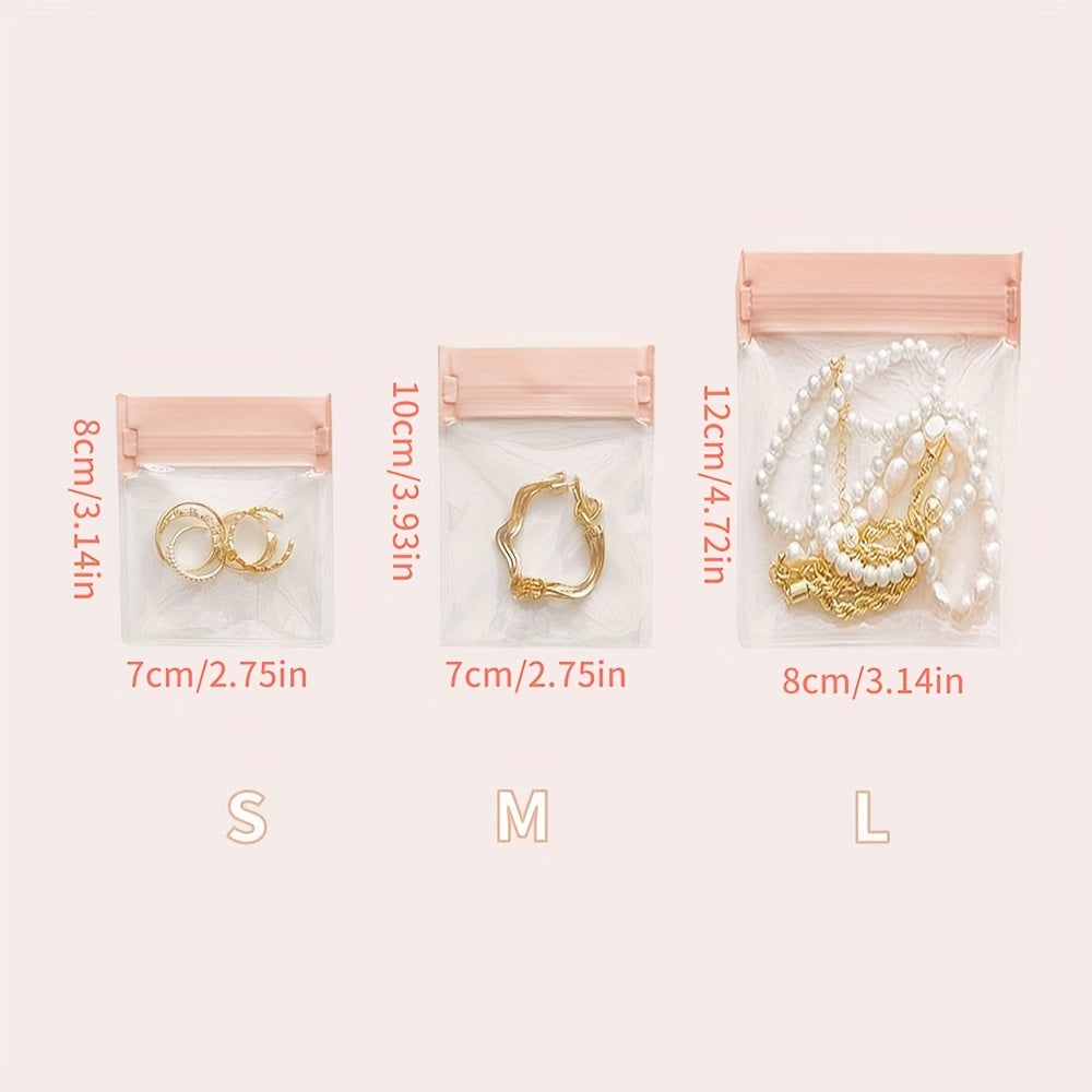 [Pink EVA Jewelry Storage Bags] 15/30pcs Pink EVA Anti-Oxidation Jewelry Storage Bags for Earrings, Rings, Necklaces, Bracelets Organization, 1pc jewelry storage box