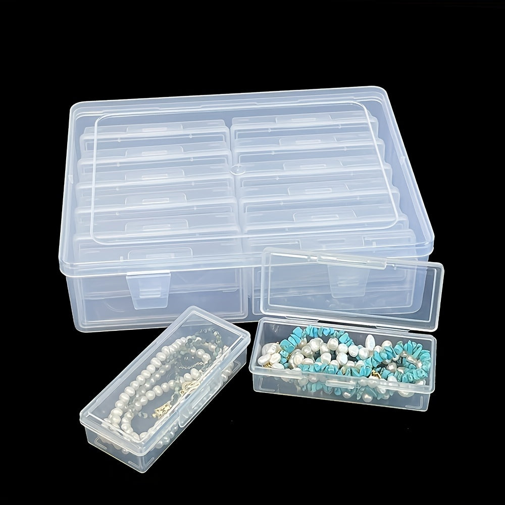 Clear Plastic Jewelry Storage Box with Snap Closure - Multipurpose Desktop Storage Box for Bracelets, Brooches - Set of 1 with 12 And 14 Compartments for Efficient Organization And Display, Jewelry Box, Jewelry Boxes