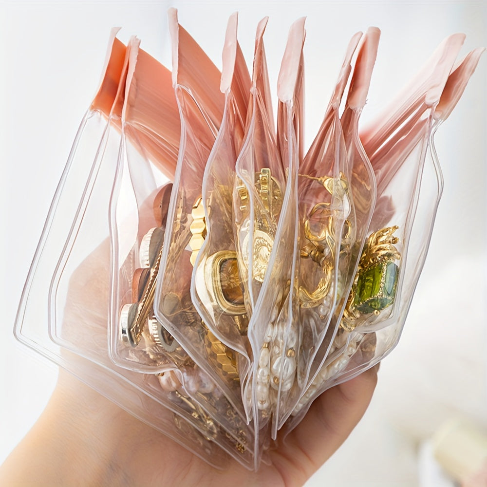 [Pink EVA Jewelry Storage Bags] 15/30pcs Pink EVA Anti-Oxidation Jewelry Storage Bags for Earrings, Rings, Necklaces, Bracelets Organization, 1pc jewelry storage box