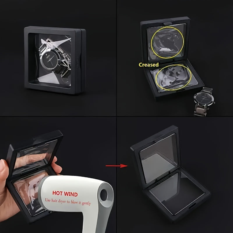[Plastic Display Box] 30pcs Plastic 3D Floating Display Box | Transparent, Dust-Proof, with Elastic Film | for Jewelry Storage and Gift Packaging, for Necklaces, Bracelets, Rings, Coins, Earrings, Pins, Retail and Personal Use